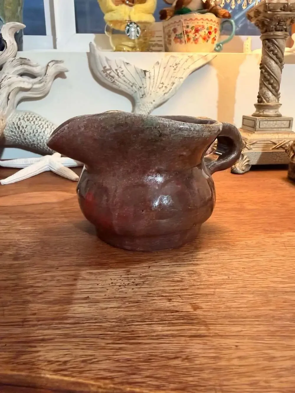 Vintage Handmade Studio Pottery Brown Glazed Pitcher Creamer Wabi Sabi